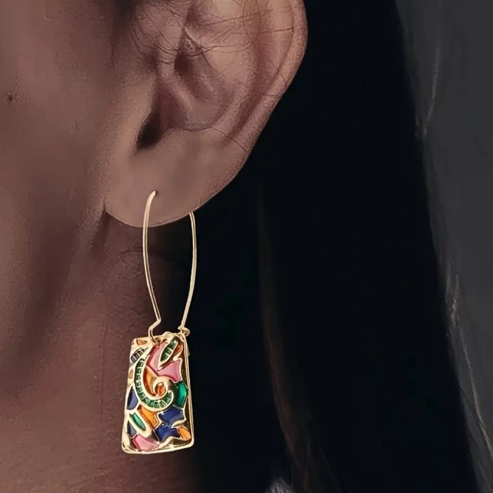 Vintage Enamel Drop Earrings